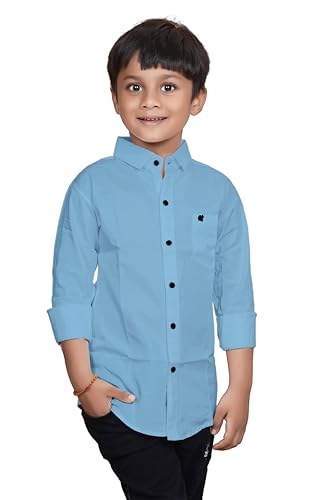 Image of Sky Pearl Boys Spread Collar Casual Full Sleeve Shirt