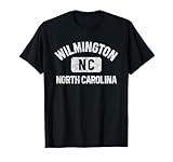 Wilmington North Carolina Gym Style Distressed White Print T-Shirt
