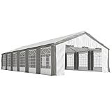 Outsunny 20 x 40 ft Heavy Duty Party Tent Outdoor Gazebo Wedding Tent Event Shelter Carport BBQ with Removable Sidewalls & Windows, Outside Waterproof Canopy for Parties, White and Gray