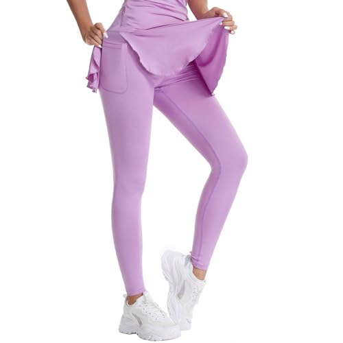 Falda de tenis deportiva morada cintura alta levantamiento de caderas yoga L 4