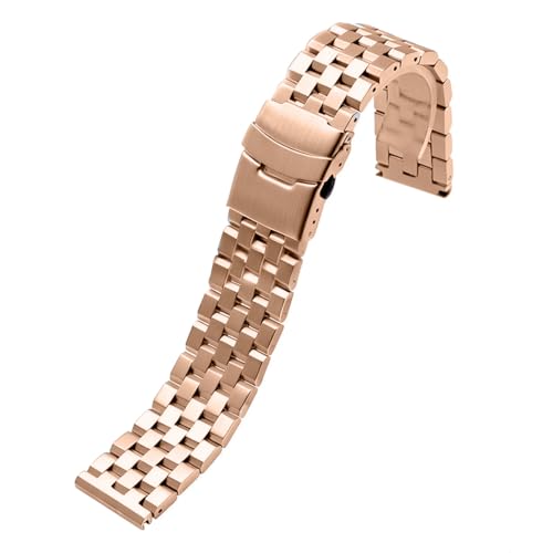 Image of Kai Tian Stainless Steel Watch Band 20 21 22 24 26 18mm for Men Women Solid Watch Bracelet Strap with Deployment Double Lock Black Silver Blue Grey Rose gold