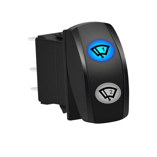 Wiper 1 & Wiper Rocker Switch 7PIN DPDT ON Off ON Blue Led 3 Positions Waterproof for 12V Marine Boat Car Vehicles Accessories Replacement