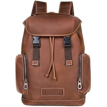 Full Grain Leather Backpack for Men Laptop Bag Business Work Hiking Daypack