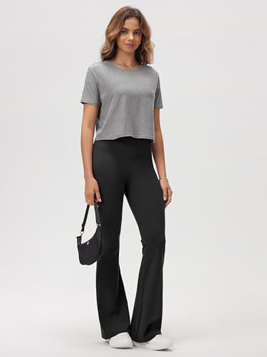 Image of ODODOS Women's Performance Cropped Tee Ultra Soft odSTRATUM Tech Short Sleeve Relaxed Top Crew Neck T-Shirts