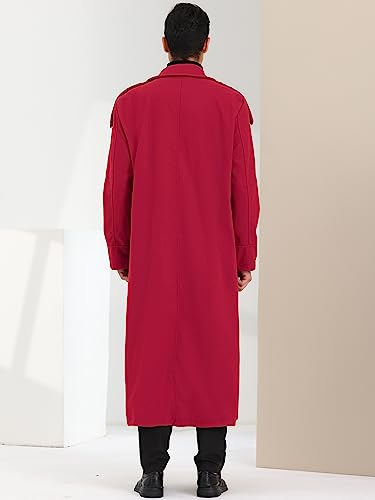 Image of Lars Amadeus Men's Winter Pea Coat Notch Lapel Double Breasted Solid Color Overcoat