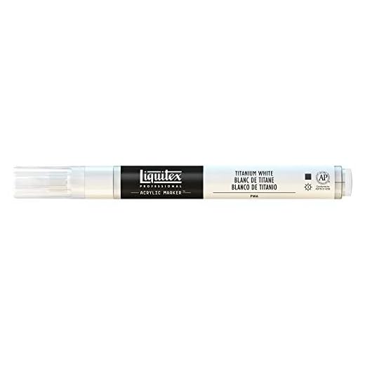 Liquitex Rotulador de Pintura acrílica, Punta Fina, Blanco de Titanio, 2 mm