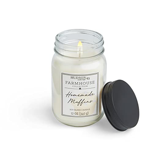Mason Jar Candle Farmhouse Decor | Fall Scented Candle With Soy Wax Blend | Long Lasting Aromatherapy Candle For Home Fragrance | Decorative Glass Jar With Lid, Homemade Muffins, 12 Oz #TOP6