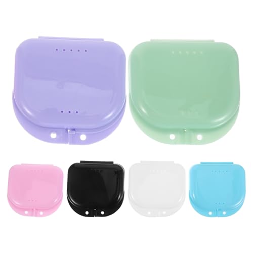 HONITANO Estuche Portátil para Prótesis Dentales con Orificios de Ventilación Caja Rígida para 6 Protectores Bucales Cierre Hermético Plástico Duradero Adecuado para Viajes y Uso