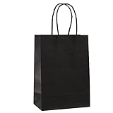 ADIDO EVA 12 bolsas de regalo pequeñas de papel kraft negro con asas para recuerdos de fiesta (8.2 x 6 x 3.1 pulgadas)