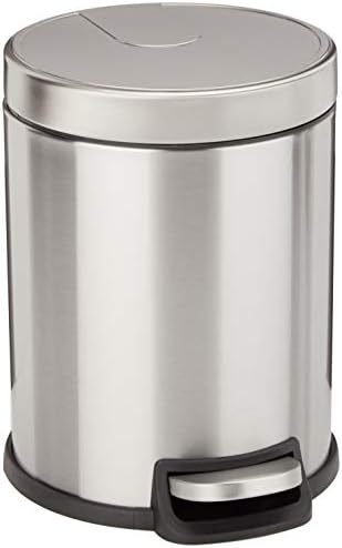 Amazon Basics Stainless Steel Dustbin with Manual Foot Lever - Round, 5L