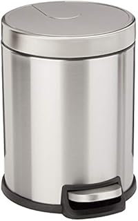 Amazon Basics Stainless Steel Dustbin with Manual Foot Lever - Round, 5L