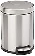 Amazon Basics 5 Liter / 1.3 Gallon Round Soft-Close Trash Can with Foot Pedal - Stainless Steel