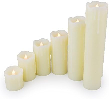 Akari Set of 6 Variable Sized Real Wax Flickering Flameless LED Candles, Making Them Ideal for Weddings, Birthdays, Christmas and All celebratory Occasions
