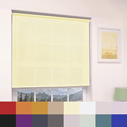 Lemon Plain Dim Out Fabric Roller Blind Made To Measure Maximum of 150cm Width All Fitting Included Easy FIt Child Safe