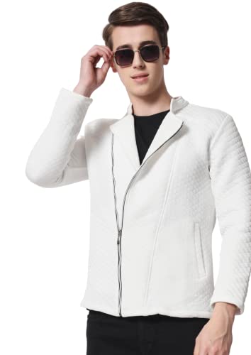 Image of Tandul Men's Jacket White Jacket with Unique Design Full Sleeve Jacket Winter Warm Jacket Boost Your Style with Casual Jacket for Men