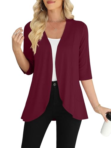 Yincro Plus Size Women's 3/4 Sleeve Cardigan Casual Lightweight Soft
