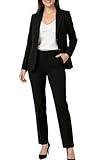 Marycrafts Women's 2 Buttons Business Blazer Pant Suit Set for Work 12 Black
