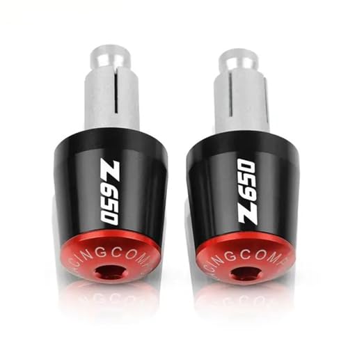 Für Kawasaki Z650 Z650RS 2020 2021 2022 2023 Motorrad Griff Bar Ends 78'' 22MM Lenker Griffe Kappe Stecker(Farbe:Black and Red)