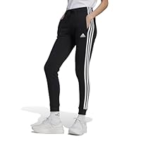 adidas Sportswear Essentials 3-Stripes Women's Fleece Joggers, Black/White, Small