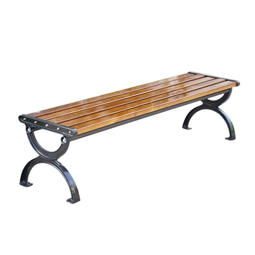 YUNHEST Banco de Exterior, Resistente y Duradero, con Asiento de Hierro Forjado, Estructura de Hierro Fundido y Banco de jardín de Madera Maciza, 150 cm, Nogal(120 * 39cm(47.24 * 15.35in))