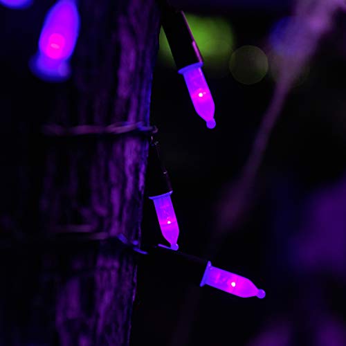 Twinkle Star 2 Pack Purple Halloween String Light, Battery Operated Lights 50 Led 16 Ft String Light Waterproof Tree Lights With 8 Lighting Modes,Indoor Outdoor Patio Garden Halloween Decorations thumb #1
