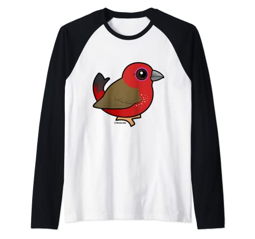 Birdorable African Firefinch Cute Cartoon Finch Bird Raglan Baseball Tee