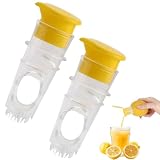 2 Stück Zitronenpresse, Zitruspresse Manuell Mit Deckel Und Ausgießer, Hand Entsafter Presse Zum Limetten, Orangen Und Zitronens, Limettenpresse Klein Tragbar Wiederverwendbar, Lemon Squeezer