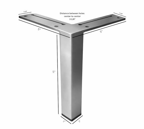 Alpha Furnishings Square Metal Furniture Leg, Feet 5" in Brushed Satin Nickle for Sofa Chair Cabinet 4PC Set by Alpha Furnishings - Image 2
