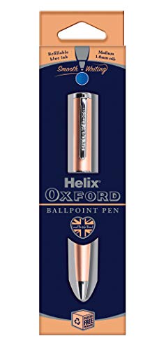 Helix Oxford Premium Rose Gold Ballpoint Pen (Blue Ink) - Plastic Free Packaging, 209818