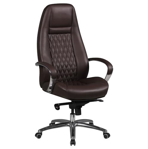 FineBuy Austin Bürostuhl Braun Echtleder Schreibtischstuhl...