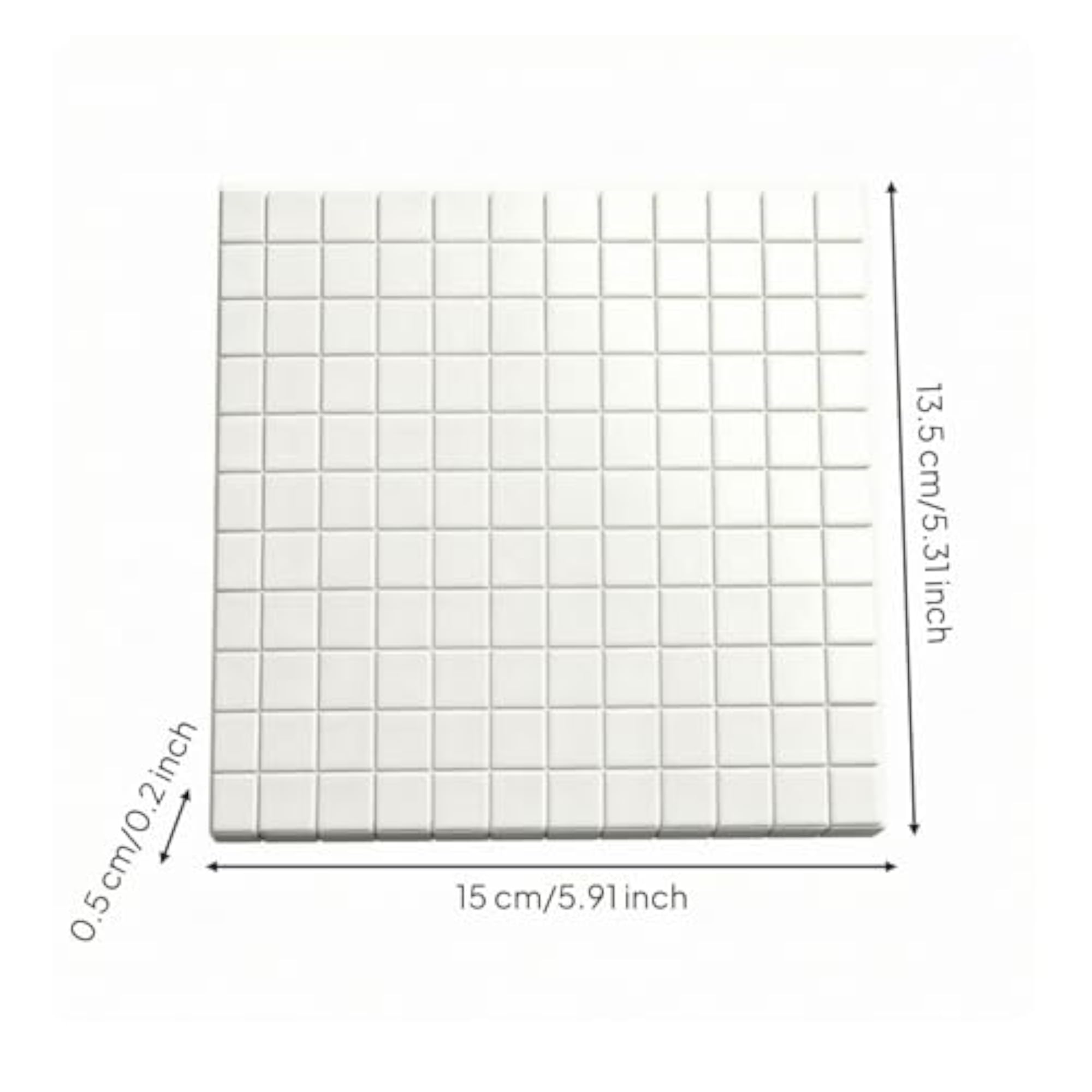 White 3D Mosaic Tile Sticker Raised Grid Flat Backing