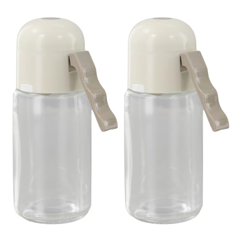 Vilgftyiet Shaker per condimenti in vetro con funzione di misurazione, confezione da 2, 15 x 6 cm, bianco