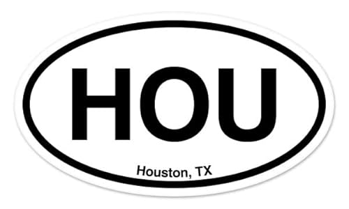 HOU Houston TX Texas Oval Vinyl Car Bumper Window Sticker 5" x 3"