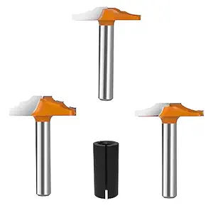 ROOCBIT Faux Panel Ogee Groove Door Rail & Stile Template Door Slot Router Bit Set 30mm Cutting Diameter 1/4 Inch Shank Woodworking Cutter Tool 3PCS