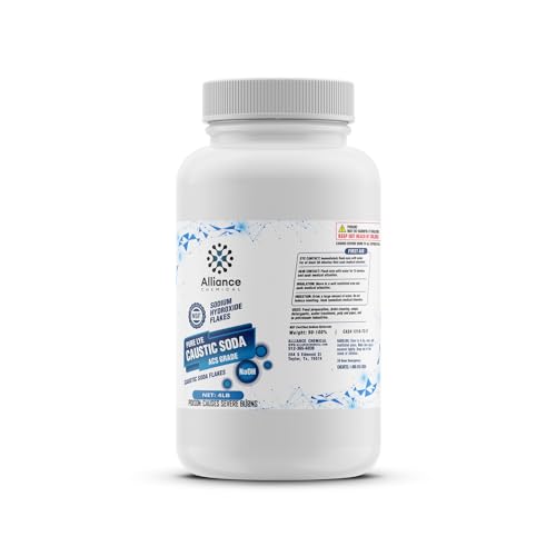 Sodium Hydroxide Flakes ACS Grade - 4 Lb - Premium Quality for Soap-Making, Chemical Reactions, and Professional Laboratories