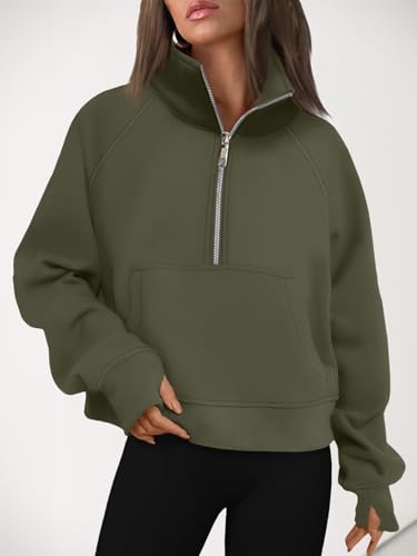 Image of AUTOMET Womens Sweatshirts Half Zip Cropped Pullover Fleece Quarter Zipper Hoodies 2026 Fall Fashion Outfits Clothes