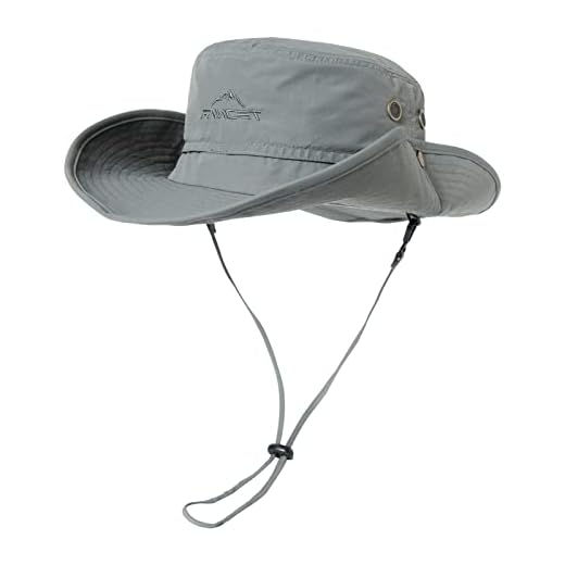 Comhats Mens Sun Hat Wide Brim UPF 50+ Waterproof Safari Hat Bush Boonie Hats for Walking Trekking Fishing Camping Hiking Sailing Folding Adjustable Breathable Light Grey XL/XXL