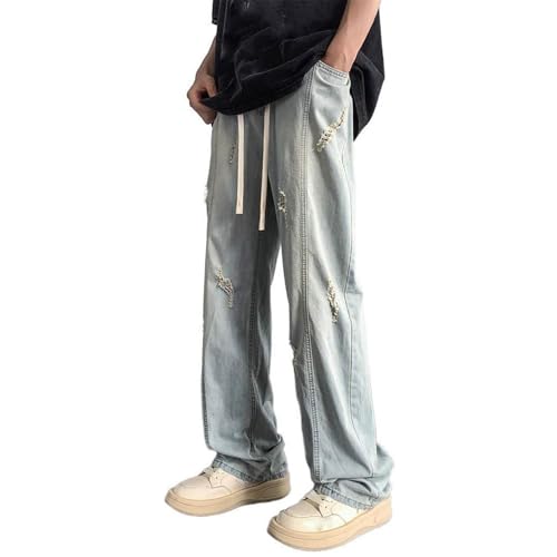 Men's Summer Jeans Thin American Loose Straight Casual Long Pants