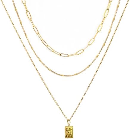 NAWU Layered Necklaces for Women,18K Gold Necklace for Women Trendy,Adjustable Necklace with Lobster Clasp,Gold Chain Set for Women Gifts