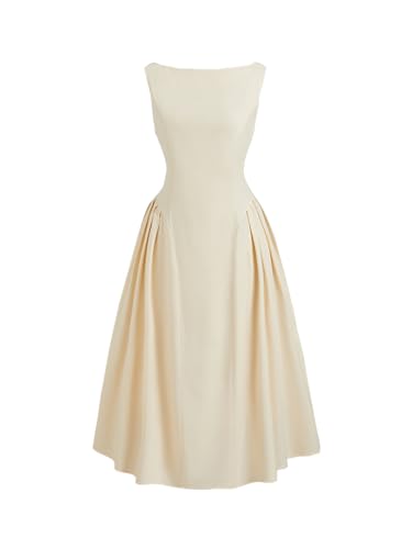 CIDER Party Dress Midi Dresses Boat Neck Backless Ruffle A Line Elegant Wedding Guest Dresses Mid Waist