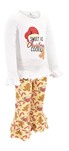 Image of Unique Baby 2 Piece Girls Double Ruffle Leggings and Long Sleeve Shirt Clothes Set Kid and Toddler Girl Outfit