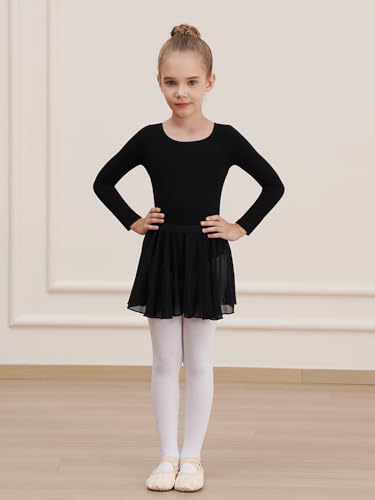 Image of WEGETIT Leotards for Girls Long Sleeve Ballet Dress Toddler Dance Leotard with Skirt Kids Gymnastics Outfits Tutu Dress
