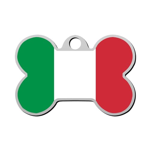 WRAGVQAT Italian Flag Pet Tag - Bone Shaped Dog Tag & Cat Tags Pet ID Tag Personalized Custom Your Pet's Name & Number 3D Printing