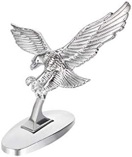 DragonPad 3D Emblem Car Logo Front Hood Ornament Car Cover Chrome Eagle Badge for Auto Car Silver-White