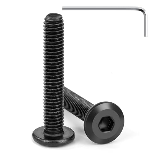 Tunejoy 20 Pièces Vis à Tête Plate M6 x 35 mm Noir Vis à Six Pans Creux en Acier Inoxydable A2 V2A Boulons de Meubles Hexagonale avec Clé Allen Filetage...