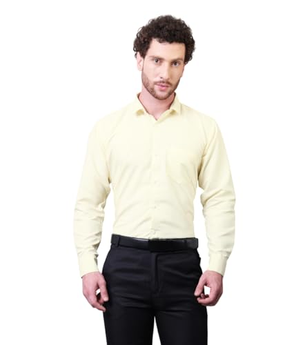Image of CONTRARY Men's Pure Cotton Solid Stylish Casual & Formal Wear Shirt | Stylish Regular Fit Full Sleeve Comfortable Office Party Trendy Shirt - Multi Color