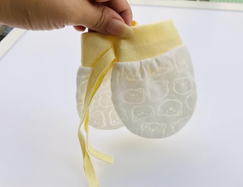Adeimoo Baby Girls Boys Cotton No Scratch Gloves Drawstring Adjustable Mittens for Baby Infants 5 Pairs - Thumbnail 3
