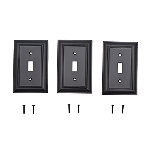 Amazon Basics Decorative Single Toggle Wall Plate - 3-Pack, Flat Black #TOP4