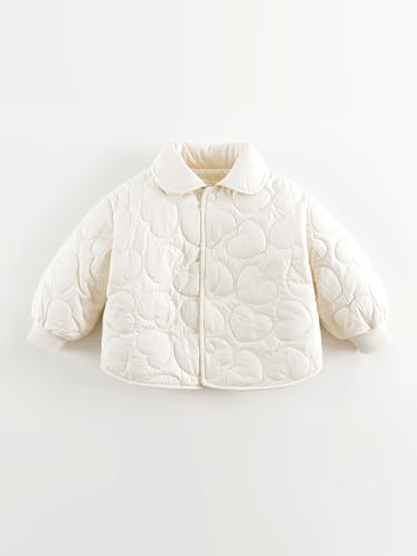 marc & janie Baby Girls Love Quilted Lapel Jacket Warm Polar Fleece Coat Button Outerwear 2410182