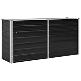 vidaXL Arriate Exterior Grande Macetero Huerto Urbano Maceta XXL Mesa Cultivo Verduras Plantas Flores Acero Galvanizado Gris Antracita 160x40x77 cm